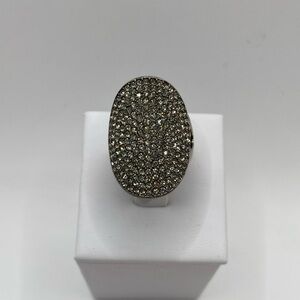 Nadri Gunmetal Large Oval Crystal Ring Size 7
